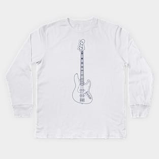 J-style Bass Guitar Outline Kids Long Sleeve T-Shirt